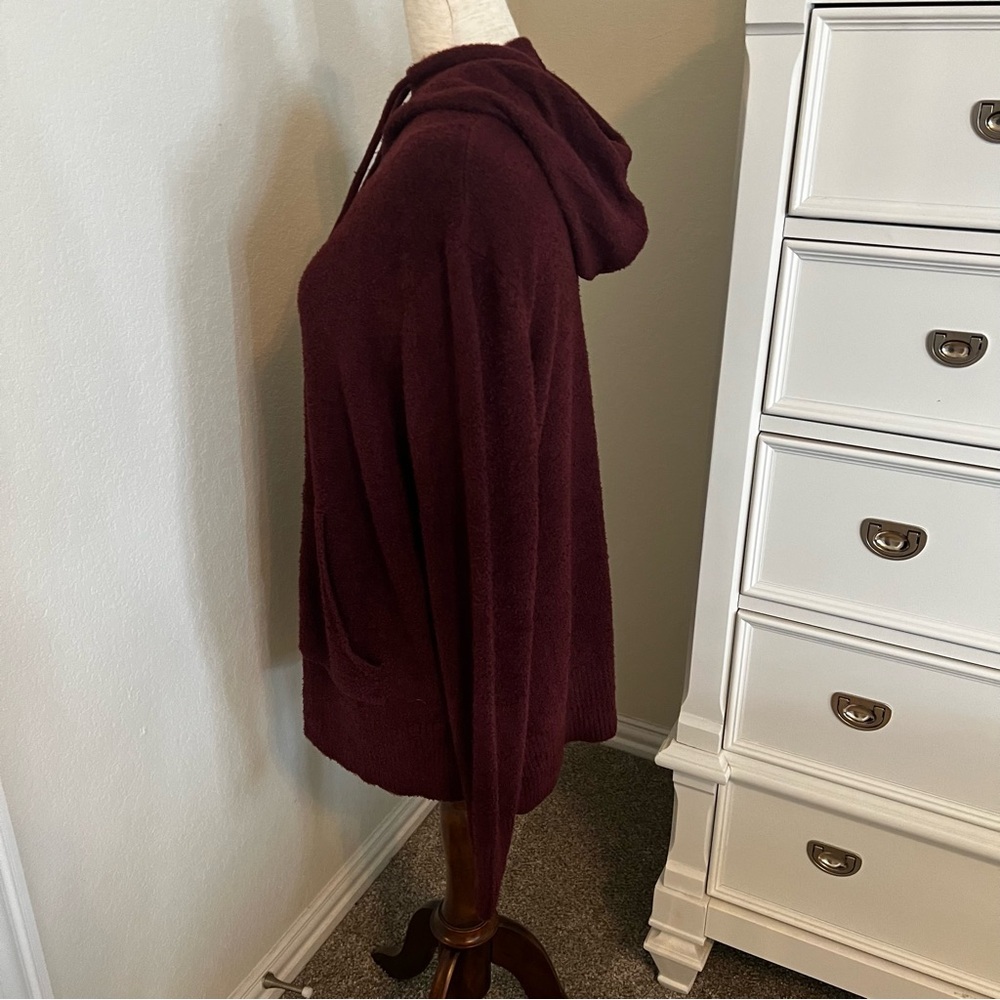 Grace & Lace Bambu Hooded Cowl Pullover in Port - Picture 6 of 9